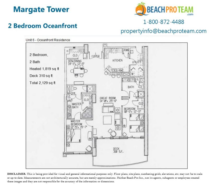 Margate Tower Floor Plan 6 - 2 Bedroom Oceanfront